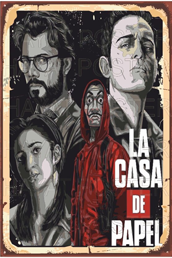 La Casa De Papel Retro Vintage Ahşap Poster