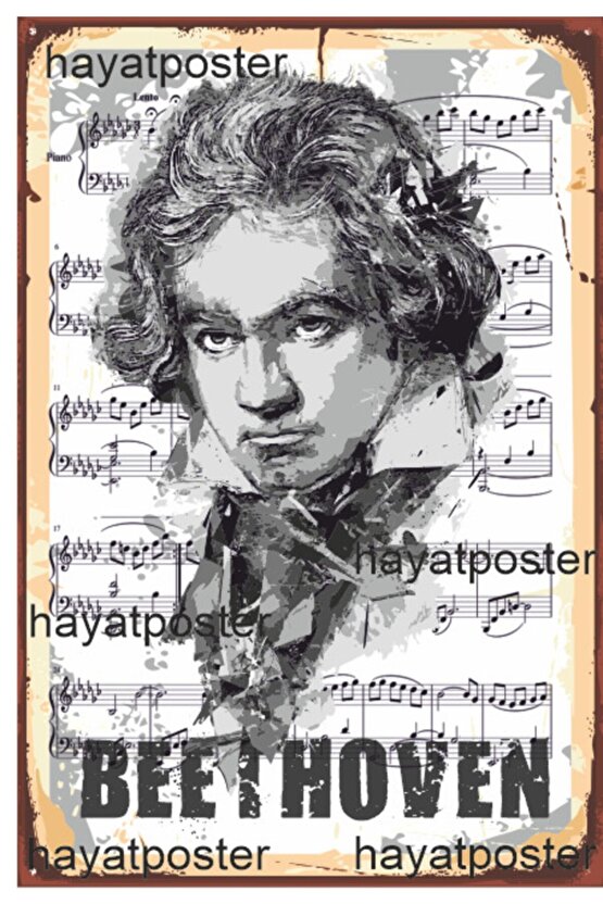 Beethoven Retro Vintage Ahşap Poster