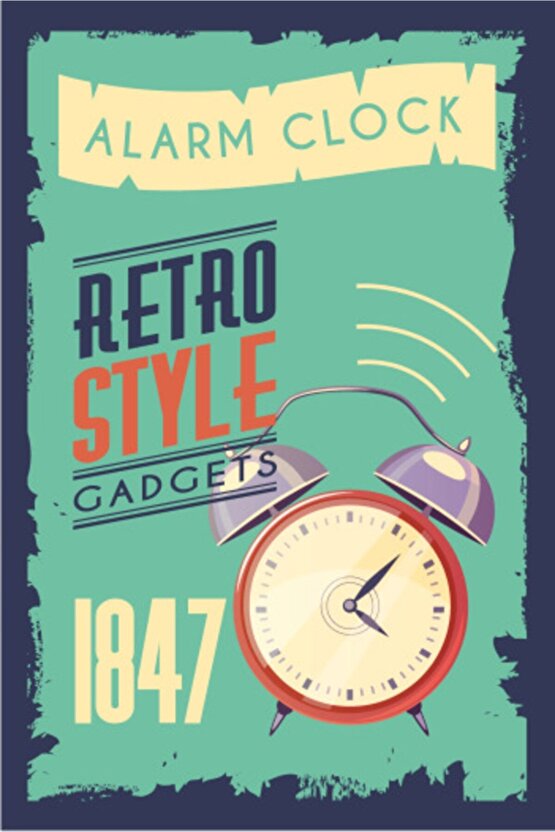 Retro Çalar Saat Retro Ahşap Poster