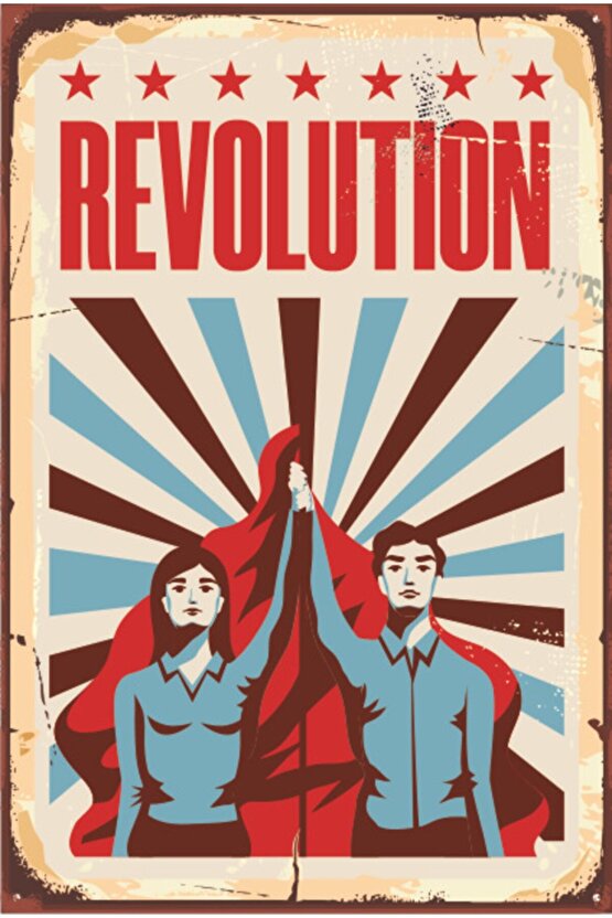 Revolution Devrim Retro Ahşap Poster