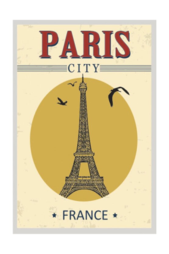 Fransa Paris Retro Vintage Ahşap Poster