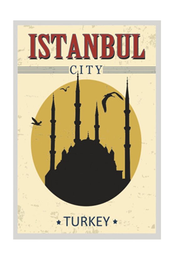 Türkiye Istanbul Retro Vintage Ahşap Poster