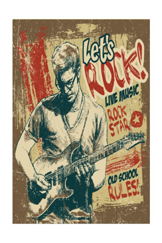 Rock Retro Vintage Ahşap Poster