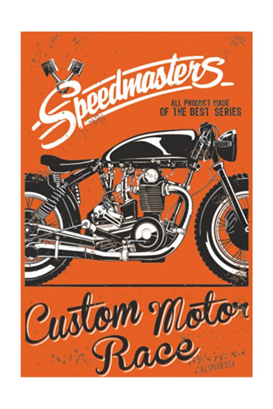 Custom Motor Race Retro Vintage Ahşap Poster