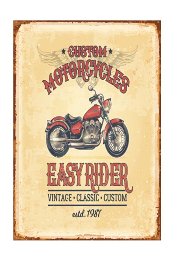 Klasik Motor Retro Vintage Ahşap Poster