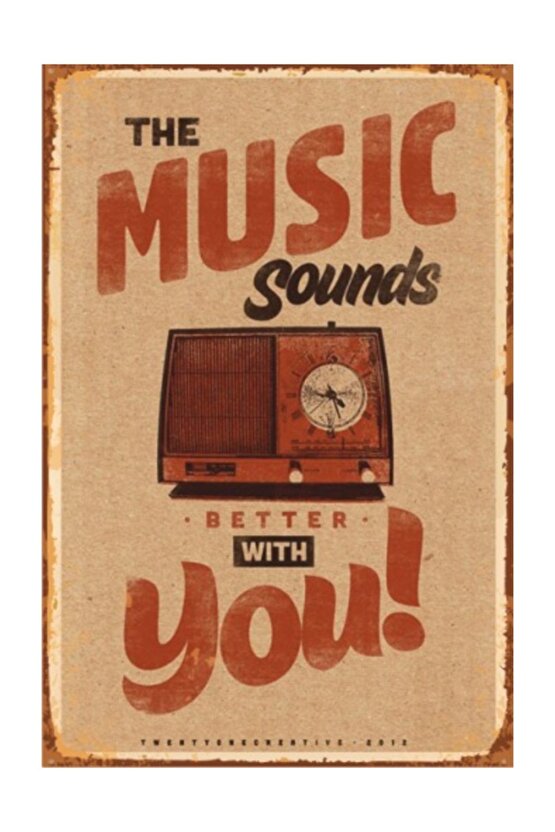 Müzik  Retro Vintage Ahşap Poster