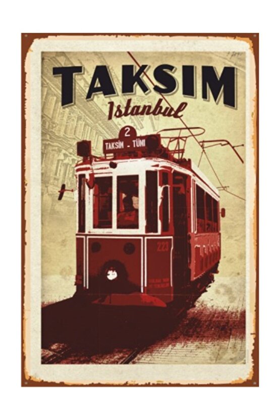 Istanbul Taksim Retro Vintage Ahşap Poster