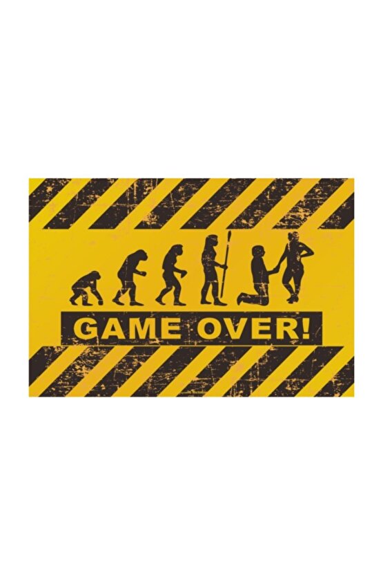 Game Ower Retro Vintage Ahşap Poster