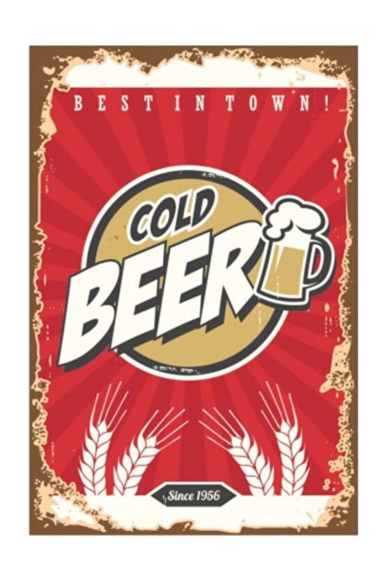 Cold Beer Retro Vintage Ahşap Poster