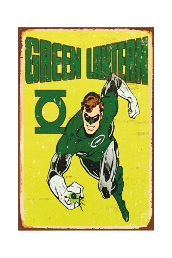 Green Lantean Marvel Retro Vintage Ahşap Poster 2030010