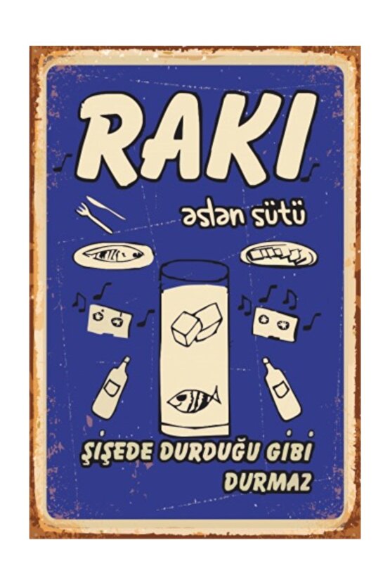 Rakı Aslan Sütü Retro Vintage Ahşap Poster