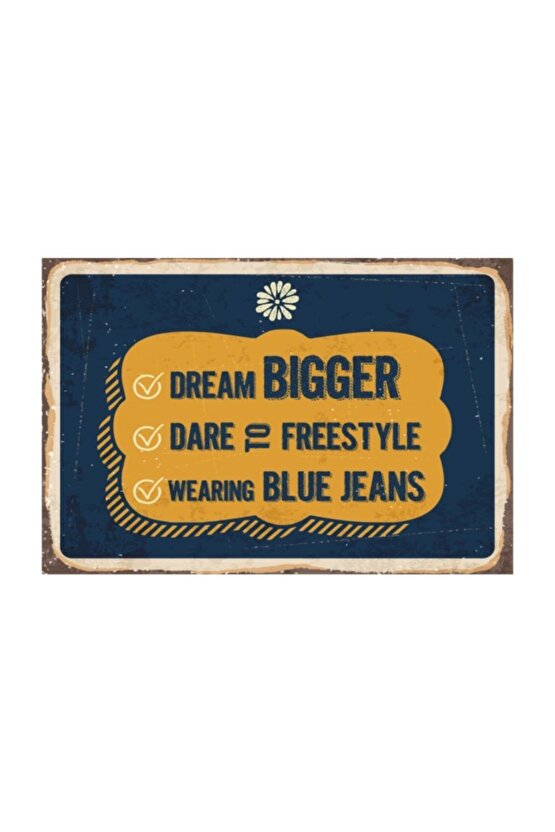 Blue Jeans Retro Vintage Ahşap Poster