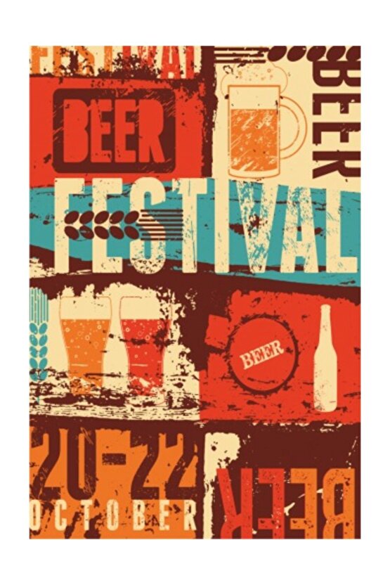 Beer Festival Retro Vintage Ahşap Poster