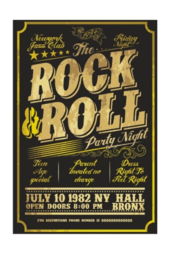 Rock Roll Retro Vintage Ahşap Poster