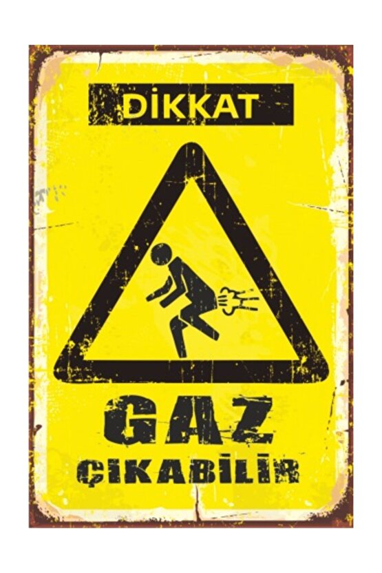 Dikkat Gaz Çıkabilir  Retro Vintage Ahşap Poster