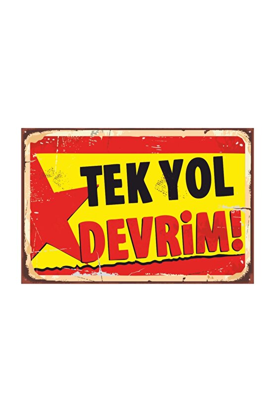 Tek Yol Devrim Retro Vintage Ahşap Poster 2030007