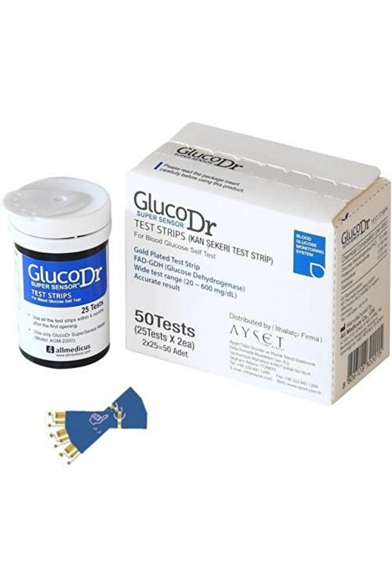 50 Adet Şeker Çubuğu Şeker Stribi Glucodr Strip