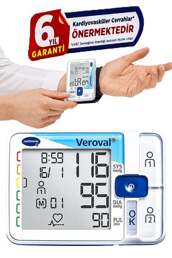 Veroval Bilekten Ölçer Dijital Tansiyon Aleti, 6yıl Garanti, 2x100 Hafızalı, Kolay Taşınabilir