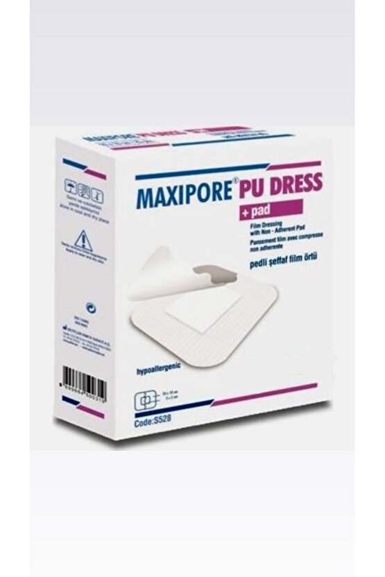 Maxipore PU Dress Pedli Şeffaf Steril Su Geçirmez Yara Örtüsü 10cm x 30cm 25li Kutu