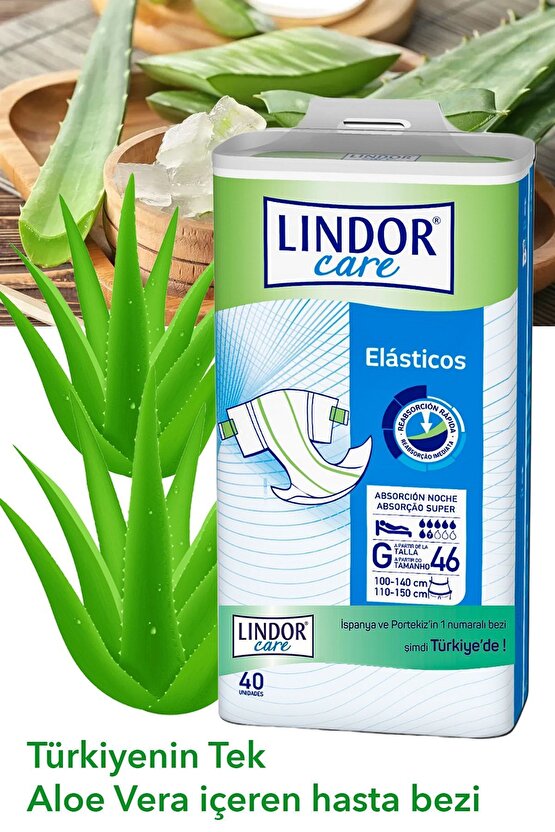 Lindor Care Hasta Bezi, Bağlamalı, 7 Damla Large, Aloevera Losyonlu (40 ADET)