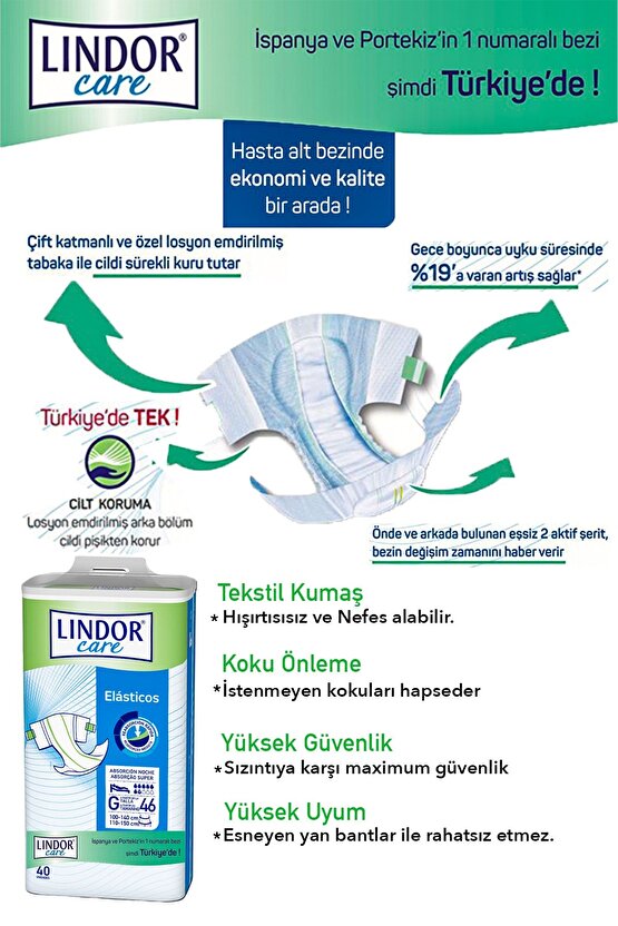 Hartmann Hasta Bezi Bağlamalı 40 Lı Large Büyük Boy 2 Paket 80 Adet, Aloevera Losyonlu