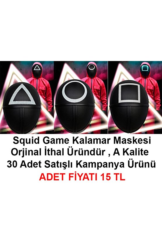 Samur Parti Parti Aksesuar & Kostüm Squidgamemaskesi 3 Model Toplam 30 Adet-