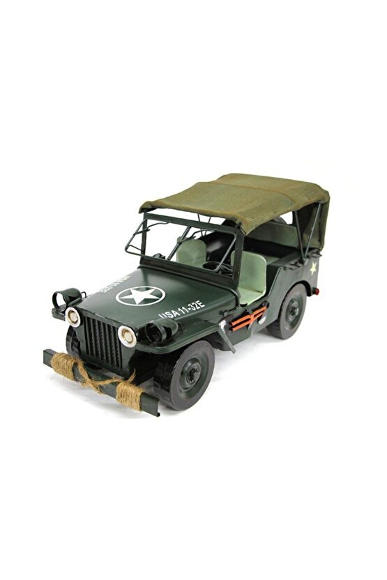 Dekoratif Metal Jeep Vintage Biblo Ev Ofis Hediyelik