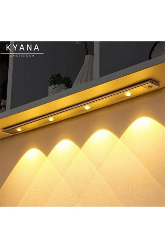 60 Cm, Sensörlü, Şarjlı, 3 Işık Renkli, Alüminyum Kasa, Işık Desenli, Çok Amaçlı Modern Led Aplik