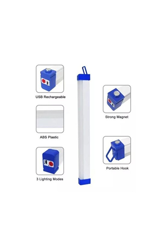 52 CM, 20 Watt, USB Şarjlı Acil Yardım Modlu, Dimli, Tekne, Çadır, Tezgah Altı, Dolap İçi Armatür