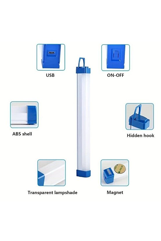 Şarzlı, 52 CM,  20 Watt, Acil Yardım Modlu, Dimli, Tekne, Çadır, Tezgah Altı, Dolap İçi Armatür