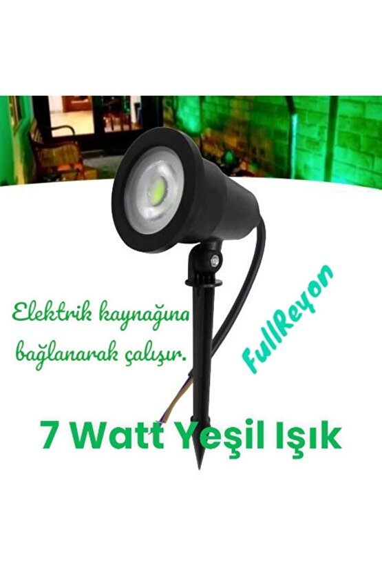 Elektrikle Çalışır, 7 Watt YEŞİL IŞIK Kazıklı Bahçe Armatürü, Çim Çiçek, Ağaç Aydınlatma Led Armatür