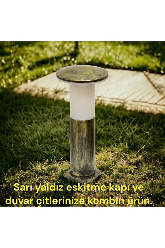 10 Watt Beyaz Işık, Antik Eskitme 41 Cm, E27 Duylu Mantar Aplik, Bahçe, Çim, Teras, Duvar Armatürü