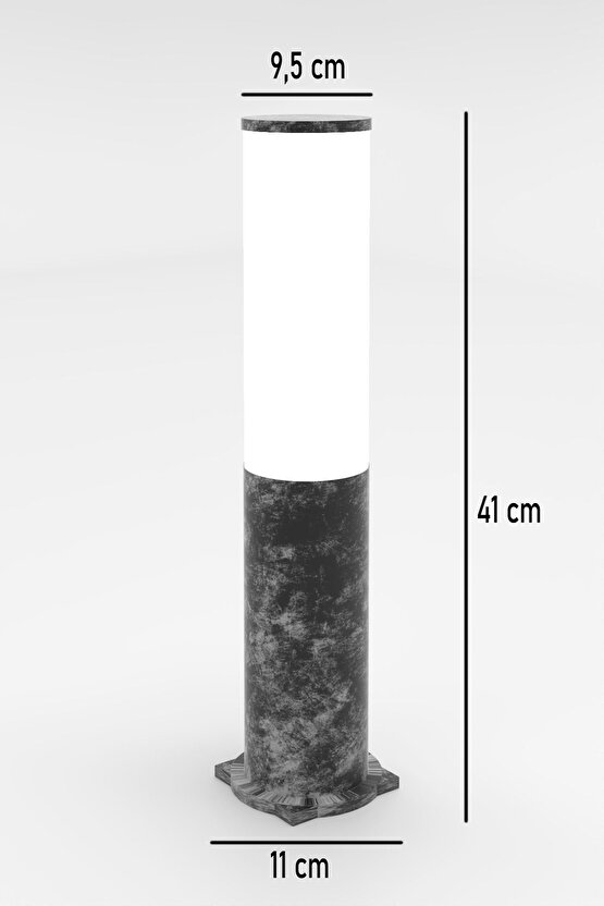 Mermer Desen Set Üstü Kule Aplik, 41 Cm, E27 Duy Bahçe Armatürü, Yol, Duvar, Çim Aydınlatma Apliği