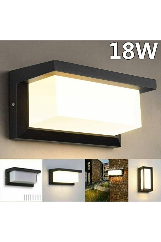 18 Watt Beyaz Işık Ledli Bahçe, Balkon, Teras, Kamelya, Veranda, Banyo, Duvar Apliği, Led Armatür