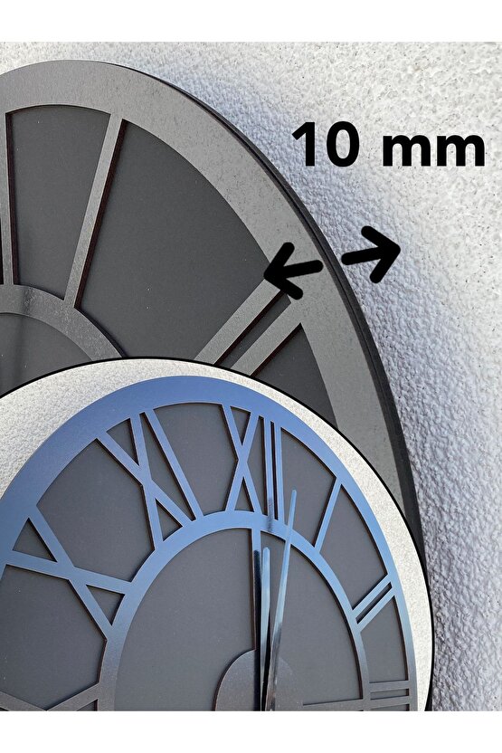Siyah Roma Dekoratif Duvar Saati 50x50 Cm