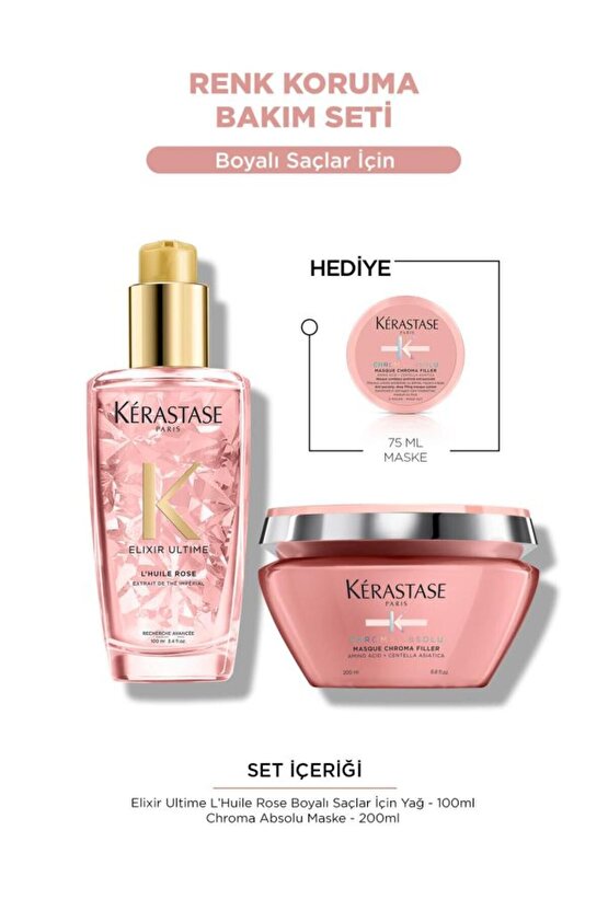 Chroma Absolu & Elixir Rose Boyalı Saçlar Için Hediyeli Saç Bakım Seti