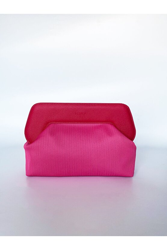 Heybes Kadın Pembe Fitilli Geniş Clutch El Çantası