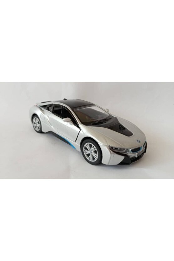 Bmw I8 - Çek Bırak 5inch. Lisanslı Model Oyuncak Araba 1:36 Gri