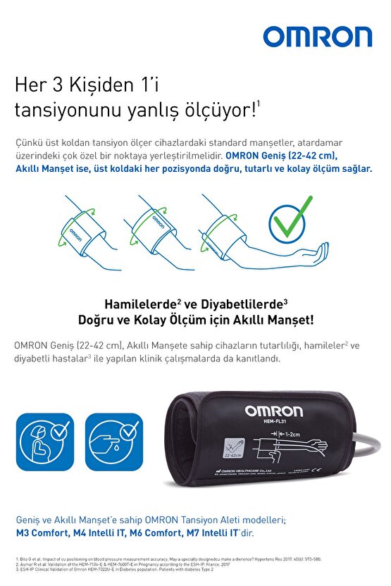 M3 Comfort 2 Kullanıcı Hafızalı Manşetli Üst Koldan Ölçer Dijital Tansiyon Aleti HEM-7155-E