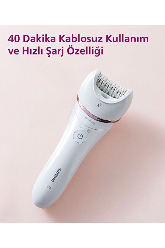 BRE71005 Epilatör (Yüz+Koltuk altı+Bikini Bölgesi+Bacak)Islak Ve Kuru,Işıklı,Kablosuz