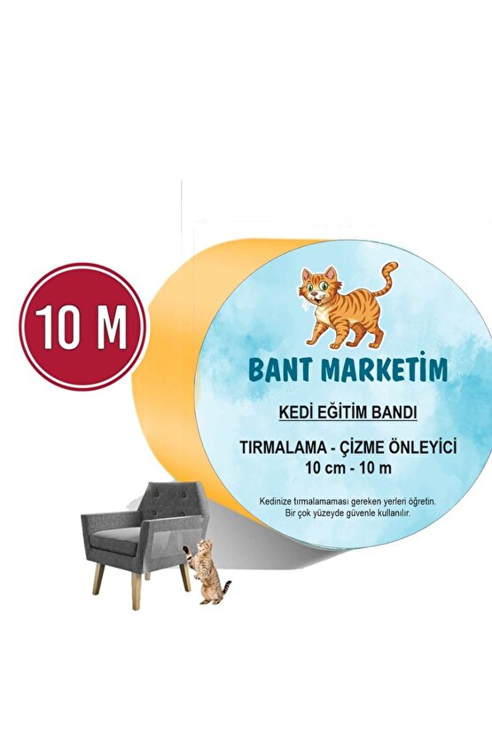 Kedi Caydırıcı Eğitim Bandı, Mobilyalar Için Tırmalamaya Karşı Önleyici, %100 Şeffaf10 Cm X 10 Mt