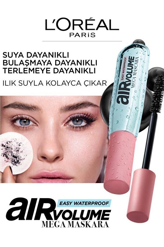 Loréal Paris Air Volume Mega Easy Waterproof Suya Dayanıklı Maskara - Siyah