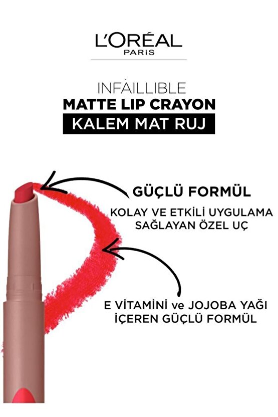 Loréal Paris Infaillible Matte Lip Crayon Kalem Mat Ruj - 110 Caramel Rebel