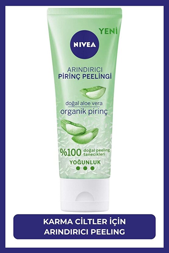 Arındırıcı Organik Pirinç Peeling 75ml, Aloe Vera, Yağlı ve Karma Cilt Tipleri, Gözenek Temizleyici