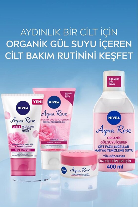 Aqua Rose Micellar Gül Suyu Çift Fazlı Makyaj Temizleme Suyu 400ml, Yüz Göz Ve Dudak, Nemlendirici