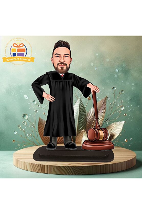 Hakim tokmaklı hediyesi karar veren hakim karikatürü biblo hediye  3d masa üstü biblo hediyesi