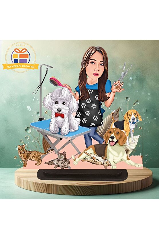 Veteriner karikatürü Veteriner kedi köpek karikatürü biblo hediye  3d masa üstü biblo hediyesi