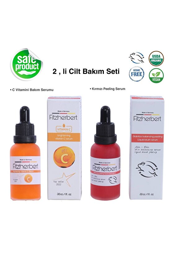 2 Li Cilt Bakım Aha & Bha Kırmızı Peeling C Vitamini Besleyici Cilt Bakım Serumu