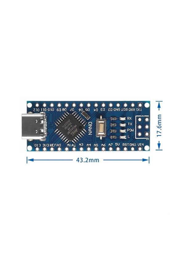 Arduino Nano 3.0 Type C Ch340 - Kompakt Geliştirme Kartı