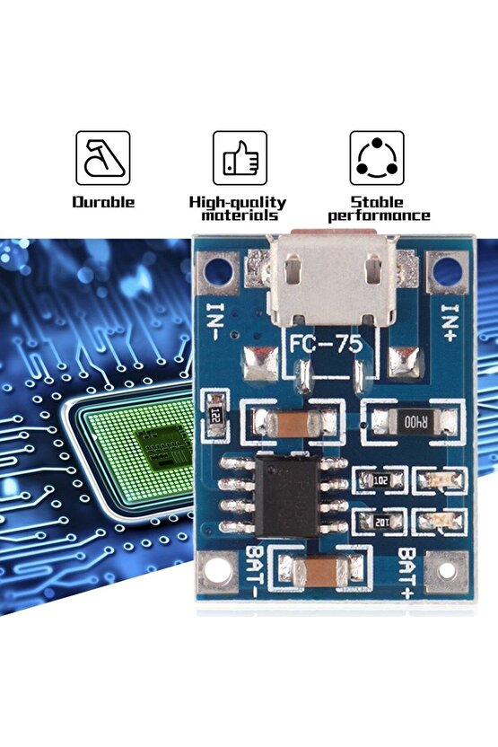 5 Adet 5V Mini Mikro USB 1A TP4056 Lityum Pil Şarj Kartı Şarj Aleti Modülü-Mavi